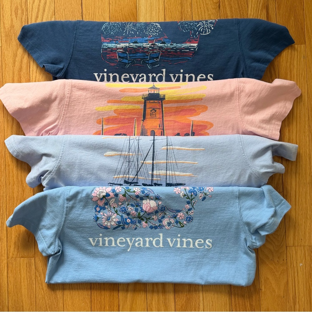 Vineyard Vines Nautical T-Shirt Bundle - Blue, Pink, Light Blue Size S